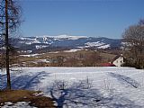 Lysá hora, Kotel a Vlčí hřeben z Vysokého nad Jizerou.